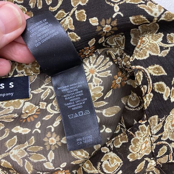 Vintage Liz Claiborne Top Womens 8 Medium Brown Sheer Floral Lacy Cottage Fairy - Picture 11 of 13